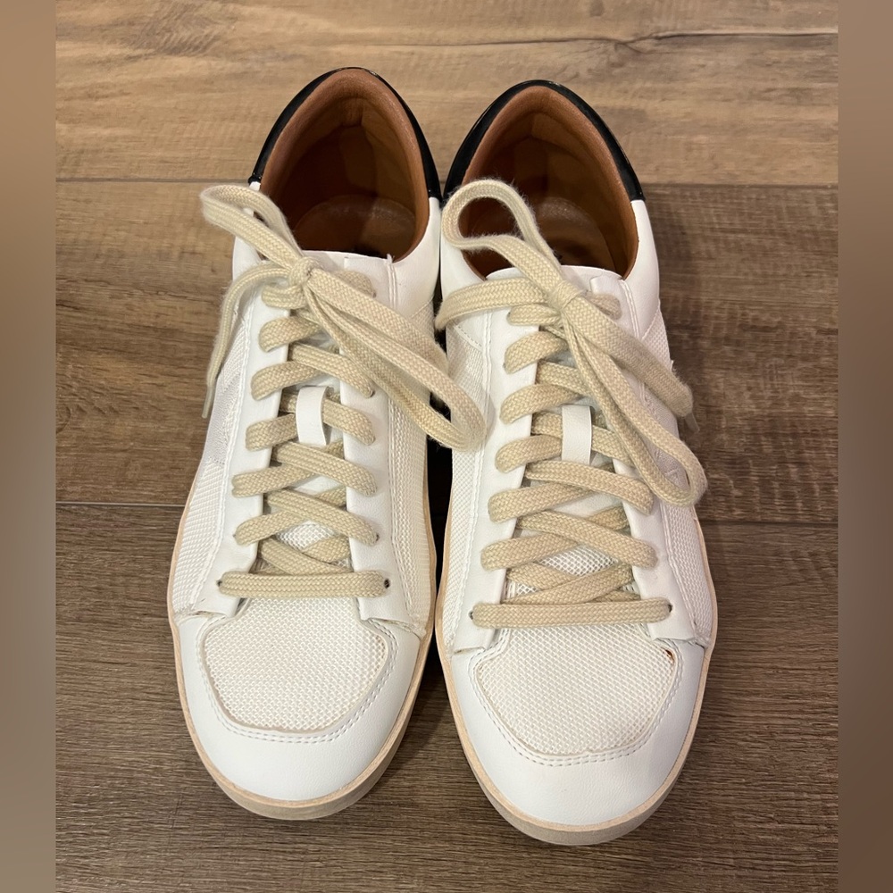 Hey Girl by Corkys White Leather Sneakers with Black Accents & Tan Laces